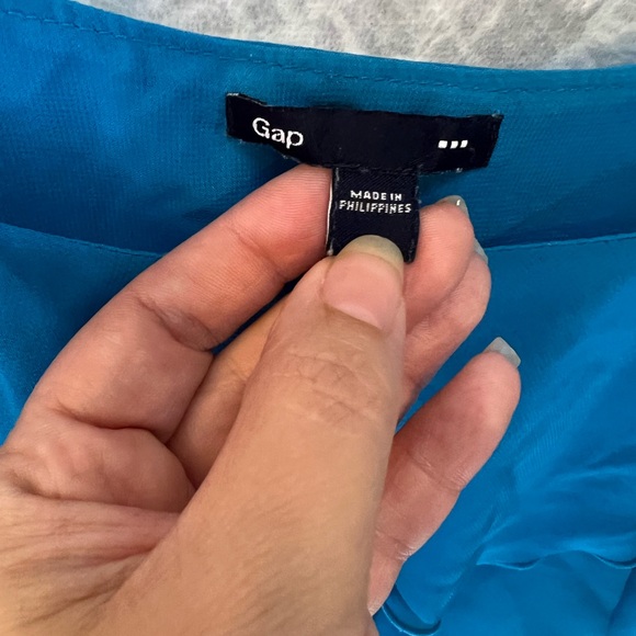 GAP RUFFLED TOP EUC AQUA BLUE DRESSY FLOWY LOVE L LARGE - Picture 2 of 8